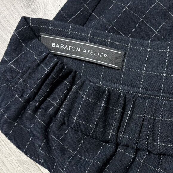 Aritzia Babaton Atelier Womens Navy Check Cropped Work Pants Size 6 - Picture 4 of 6